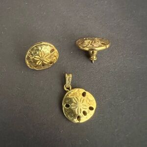 Vintage Monet Sand Dollar Earrings and charm